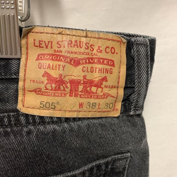 Levi’s 505 Faded Charcoal Black Straight Leg Jeans Size 38 X 27 - Picture 6 of 12